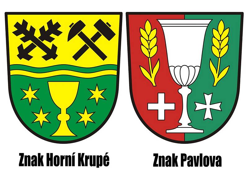 Znaky Horní Krupé a Pavlova.