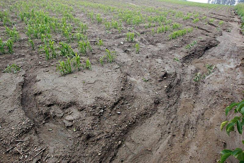 Dům Jana Dvořáka (na snímku) a Jindry Klementové zaplavila v úterý odpoledne po prudké bouřce obrovská vlna bahna.