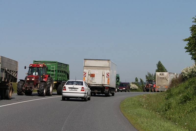 Protestní jízda zemědělců v Havlíčkově Brodě.