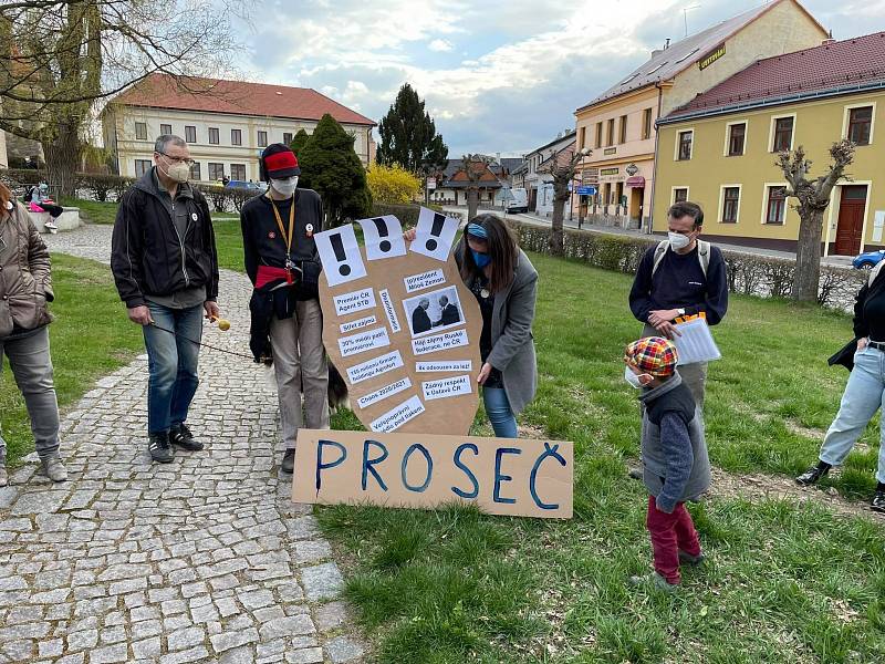 Protizemanovská demonstrace v Proseči na Chrudimsku