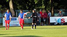 Z utkání I. A třídy ve fotbale Heřmanův Městec - Přelouč 3:0 (1:0).