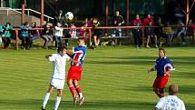 Z utkání I. A třídy ve fotbale Heřmanův Městec - Přelouč 3:0 (1:0).