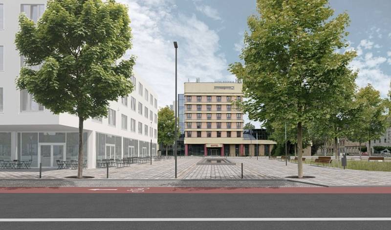 Vzhled Masarykova náměstí by mohl parkovací dům u hotelu Bohemia změnit k lepšímu.