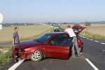 Alfa Romeo byla po nehodě u Čankovic silně zdemolována, řidič jako zázrakem vyvázl jen s lehkým zraněním.