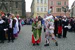 Masopustní obchůzku v Chrudimi obstaral tradičně folklorní soubor Kohoutek.