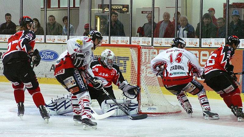 Z utkání I. hokejové ligy HC Chrudim - Orli Znojmo 4:3.