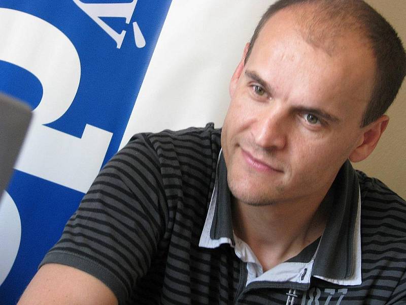 Kapitán FK Era-Packu Chrudim Tomáš Meller  při on-line rozhovoru.