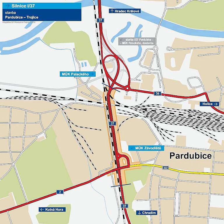 Křižovatka Pardubice - Trojice.