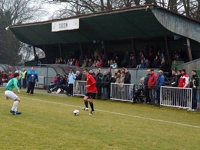 Z utkání 1. jarního kola ČFL: MFK Chrudim – Loko Vltavín 3:1 (3:1).