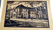 Staré městské divadlo v Chrudimi - původní dřevoryt prof. Ferdinanda Pochobradského (1891-1940)