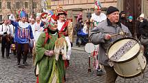 Masopustní obchůzku v Chrudimi obstaral tradičně folklorní soubor Kohoutek.