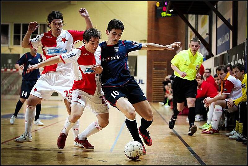 Z druhého utkání čtvrtfinálové série play off Jetbull futsal ligy: Slavia Praha - Era-Pack Chrudim 0:7.