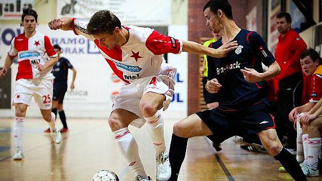 Z druhého utkání čtvrtfinálové série play off Jetbull futsal ligy: Slavia Praha - Era-Pack Chrudim 0:7.