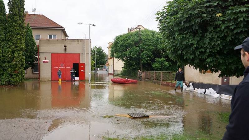 Záplavy na Chrudimsku 25. června 2013 - Hrochův Týnec po 17. hodině.