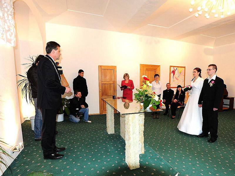 Svatební obřad novomanželů Markéty a Ondřeje Mrázkových začal 11. ledna 2011 úderem jedenácté hodiny.