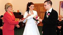 Svatební obřad novomanželů Markéty a Ondřeje Mrázkových začal 11. ledna 2011 úderem jedenácté hodiny.