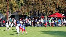 Z utkání I. A třídy ve fotbale Heřmanův Městec - Přelouč 3:0 (1:0).