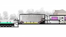 Návrh na rekonstrukci sportovní haly na chrudimském Tyršové náměstí.
