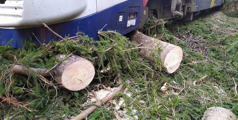 Zásah u vykolejeného vlaku u Holetína na Chrudimsku