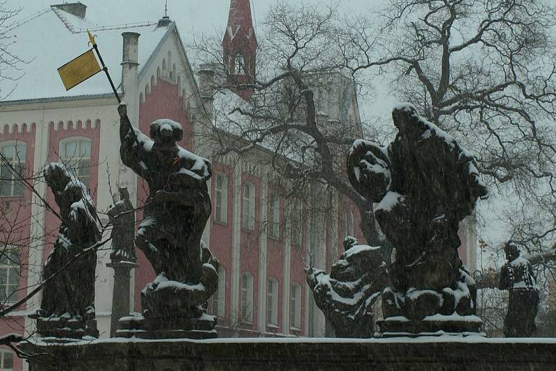 Chrudim pokrytá sněhem v lednu roku 2010.