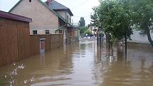 Záplavy: Situace v Zaječicích v neděli 18. července. 