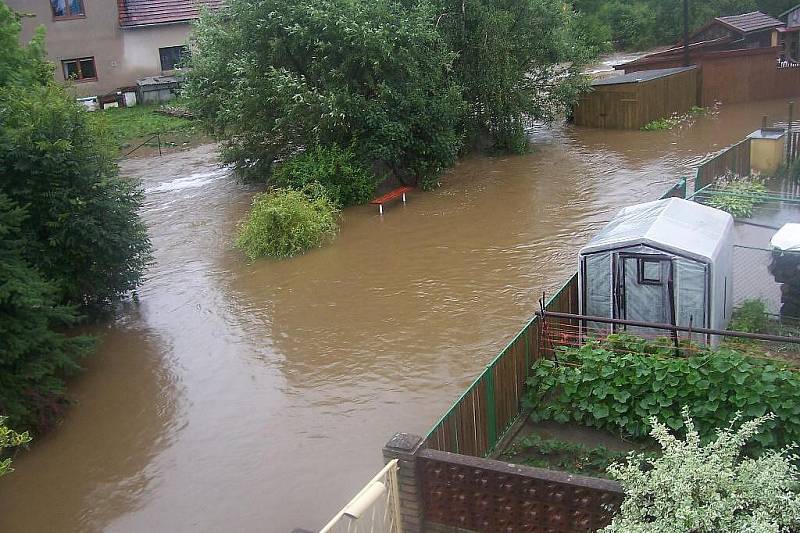 Záplavy: Situace v Zaječicích v neděli 18. července. 