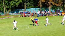 Z utkání I. A třídy ve fotbale Heřmanův Městec - Přelouč 3:0 (1:0).