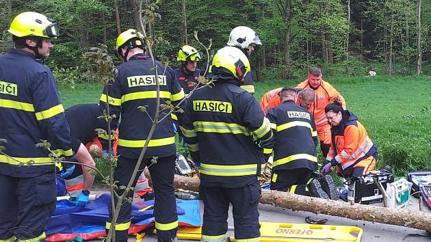 V Chrasti spadl strom na cyklisty, jeden zemřel