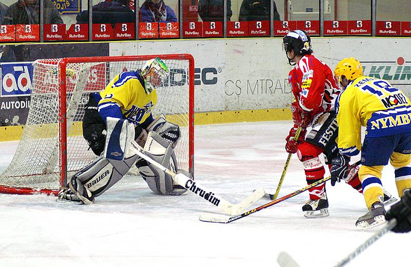 První semifinálové utkání play off II. hokejové ligy Chrudim - Nymburk.