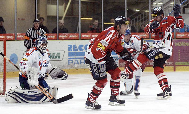 Z hokejového utkání I. ligy HC Chrudim - Ostrava Poruba 5:0.