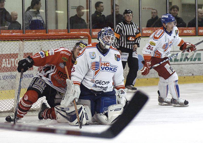 Z hokejového utkání I. ligy HC Chrudim - Ostrava Poruba 5:0.