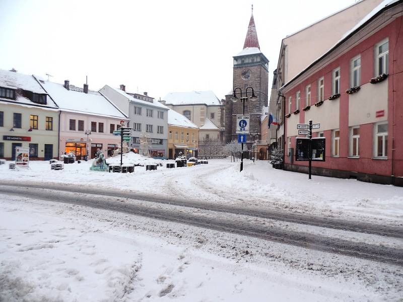 Sníh v centru Jičína