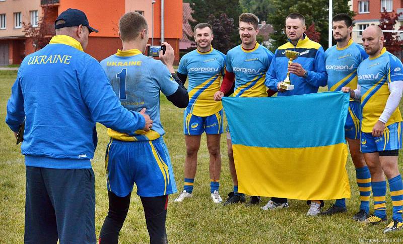 Utkání ME ČR - Ukrajina v rugby ve Vrchlabí.