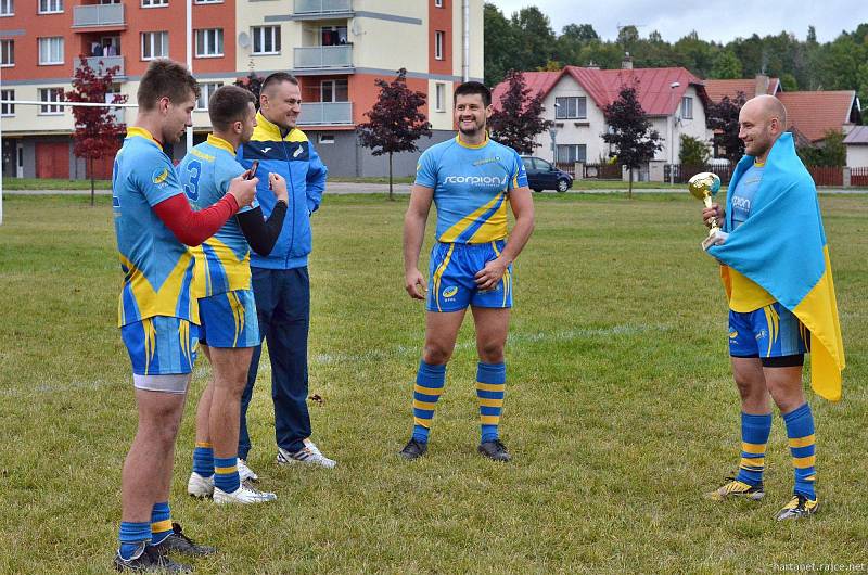 Utkání ME ČR - Ukrajina v rugby ve Vrchlabí.