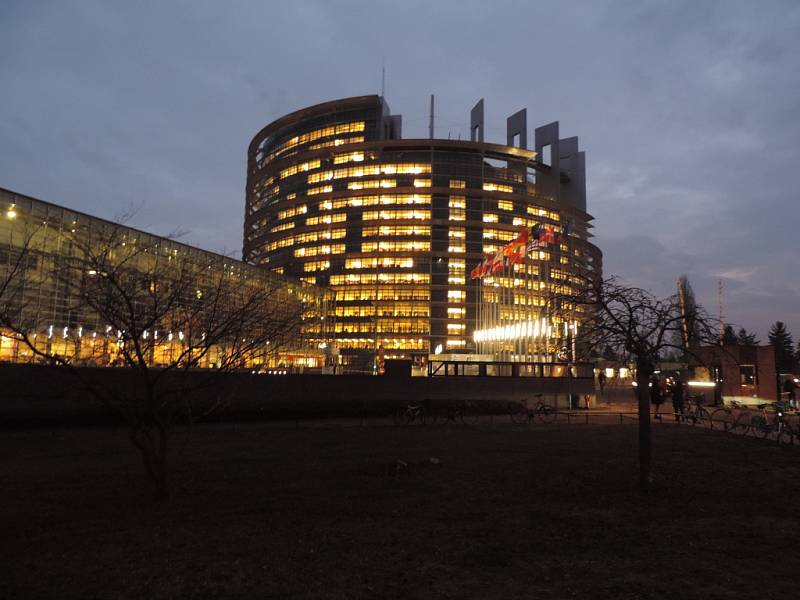 Budova Evropského parlamentu ve Štrasburku.