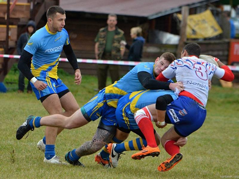 Utkání ME ČR - Ukrajina v rugby ve Vrchlabí.