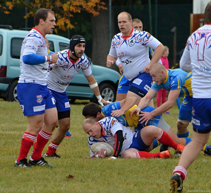 Utkání ME ČR - Ukrajina v rugby ve Vrchlabí.