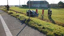 U čtvrteční nehody u Čejkovic zasahoval záchranářský vrtulník.