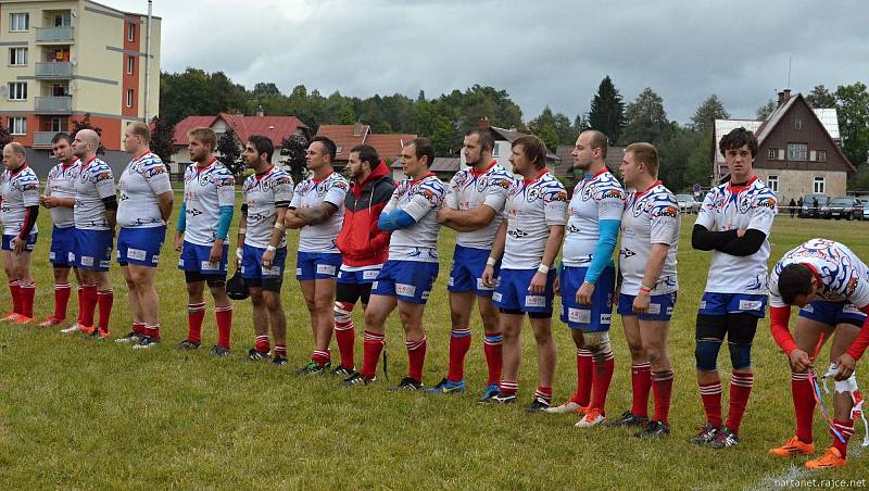 Utkání ME ČR - Ukrajina v rugby ve Vrchlabí.