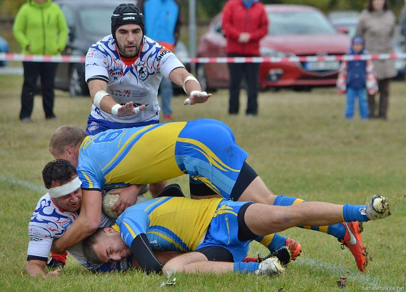 Utkání ME ČR - Ukrajina v rugby ve Vrchlabí.