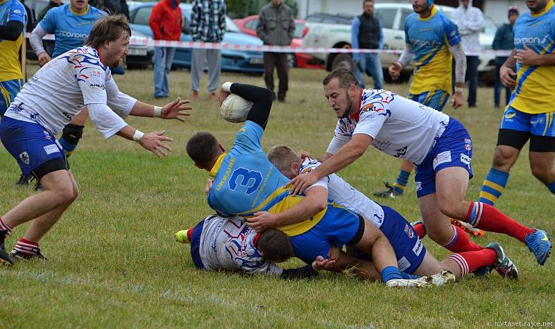 Utkání ME ČR - Ukrajina v rugby ve Vrchlabí.