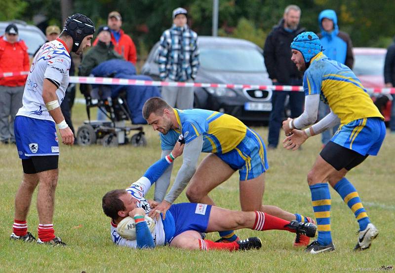 Utkání ME ČR - Ukrajina v rugby ve Vrchlabí.