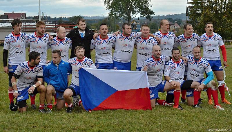 Utkání ME ČR - Ukrajina v rugby ve Vrchlabí.