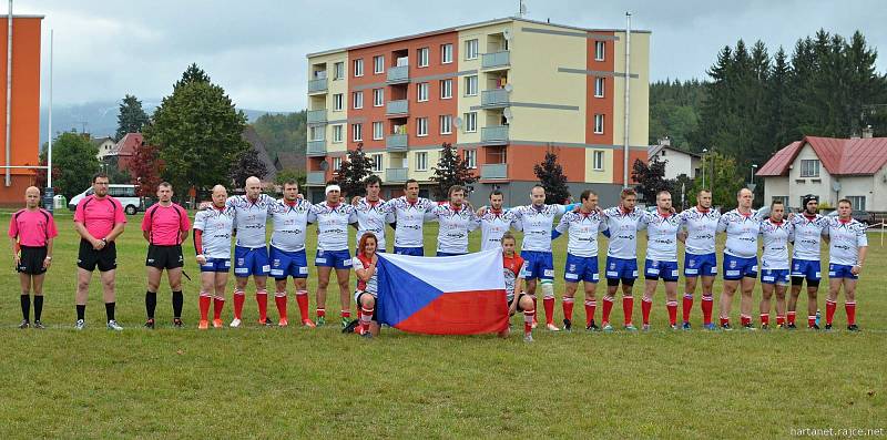 Utkání ME ČR - Ukrajina v rugby ve Vrchlabí.