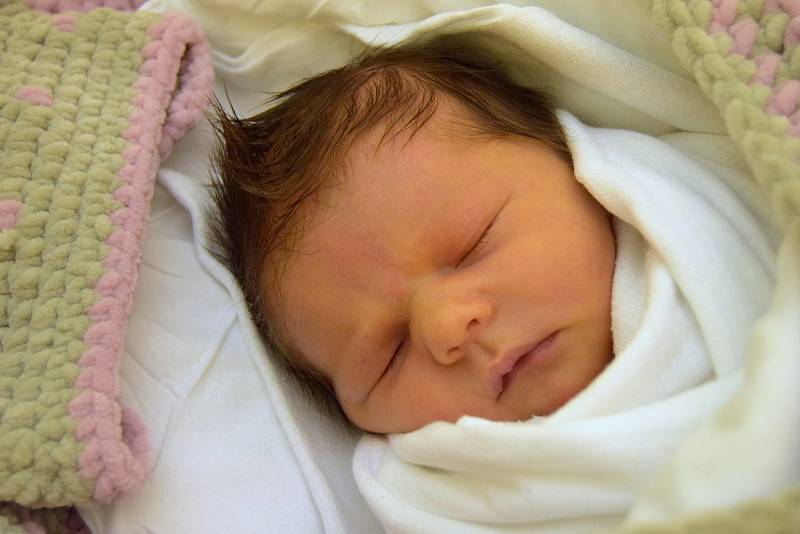 Sofie Kadlecová se narodila 17. listopadu s mírou 48 cm a váhou rovné 3 kg. Z narození první dcerky mají radost Lucie Kvasničková a Ondřej Kadlec z Hlásné Lhoty.