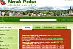 Titulní strana oficiálního webu města Nová Paka.