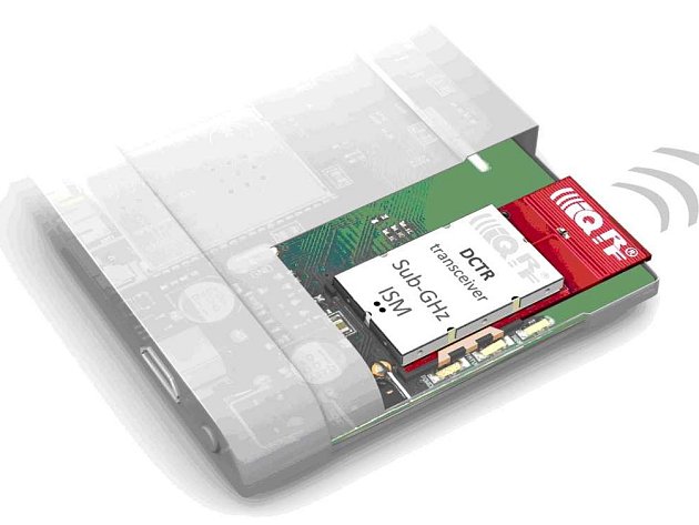 Příklad umístění bezdrátového modulu velikosti SIM karty do jakéhokoliv zařízení.