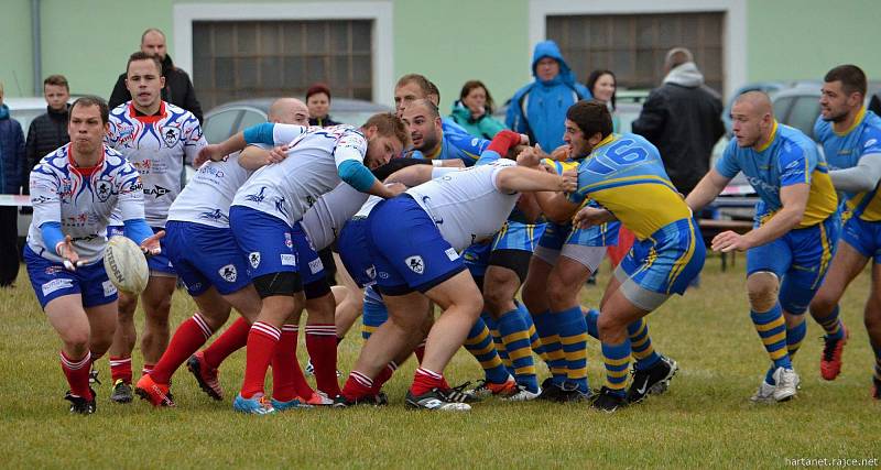 Utkání ME ČR - Ukrajina v rugby ve Vrchlabí.