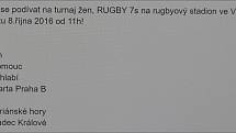 Utkání ME ČR - Ukrajina v rugby ve Vrchlabí.