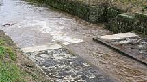 Stav Cidliny v Jičíně v poledne 6. března, povodeň zatím nehrozí.